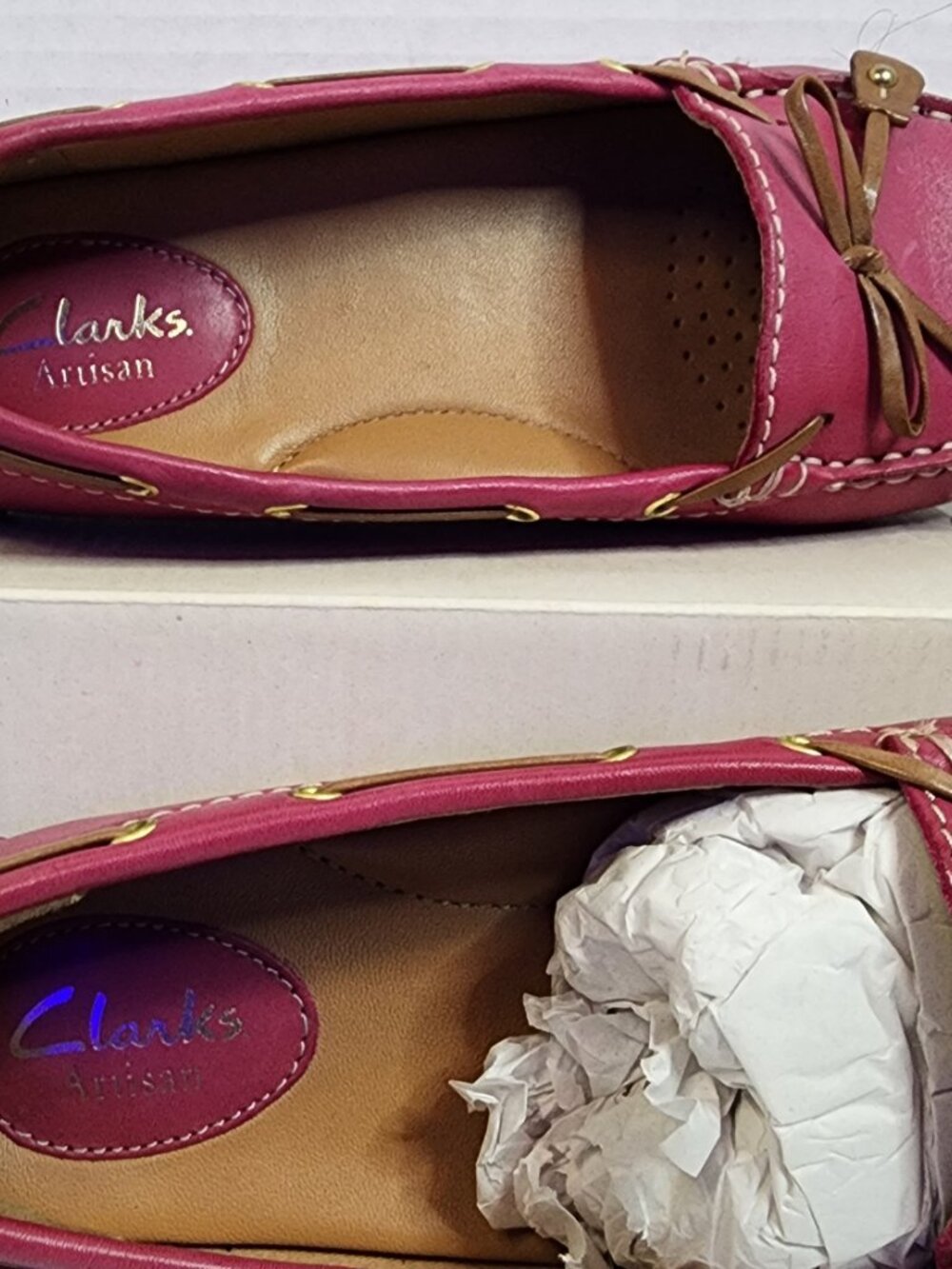 Clarks Artisan Dunbar Racer Red Leather Loafers Women’s 5.5W w/ Box - Picture 6 of 16